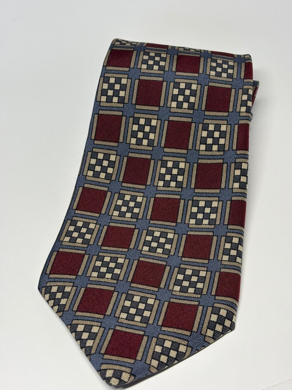 Claiborne Men's Necktie Geometric Checkered Classic Style